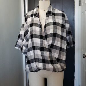 Madewell Courier Drape Front Linen Blend Blouse
